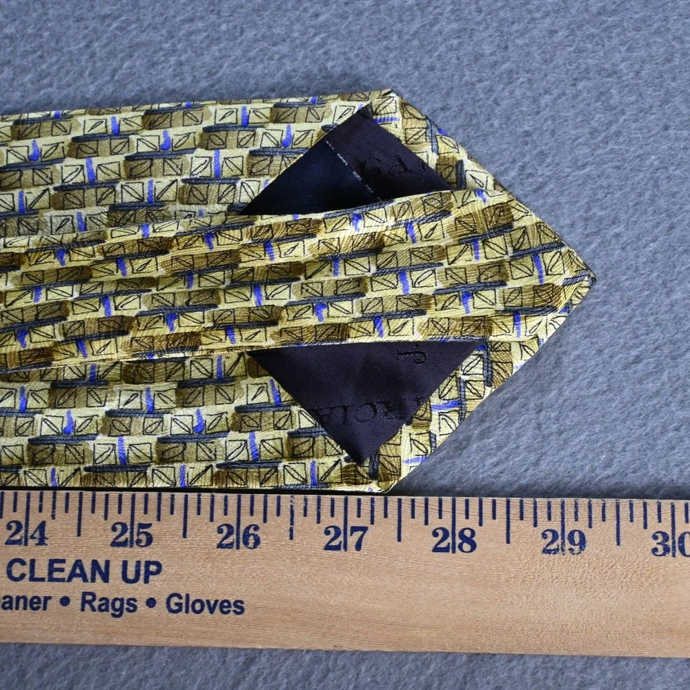J. Garcia Mens Lunch Collection Seventeen Silk Necktie OS Gold Blue Vintage 90s‎